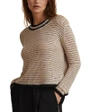 Reiss Astrid Linen-blend Tipped Stitched Jumper In Brown