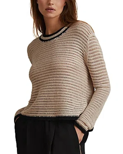 Reiss Astrid Tipped Stitch Sweater In Neutral/navy