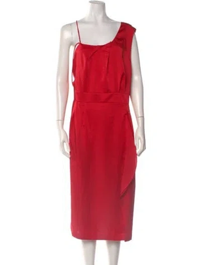 Pre-owned Reiss Asymmetrical Knee-length Dress In Red