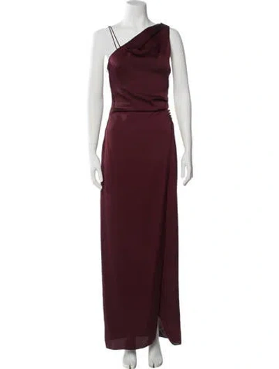 Pre-owned Reiss Asymmetrical Long Dress In Burgundy