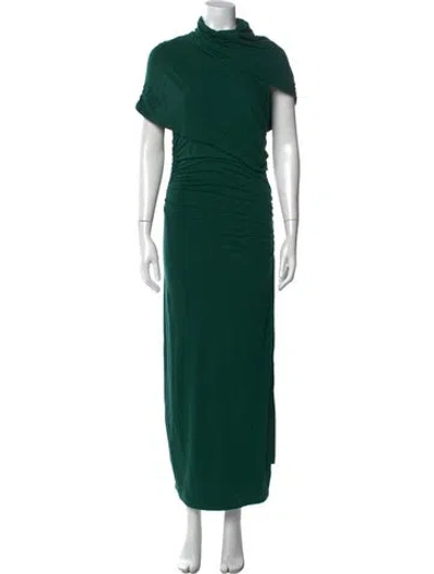 Pre-owned Reiss Asymmetrical Long Dress In Green