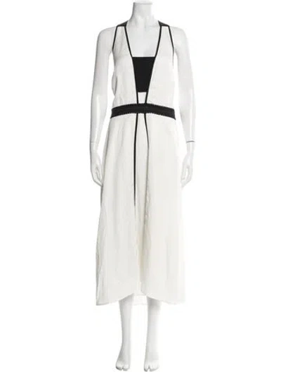 Pre-owned Reiss Asymmetrical Long Dress In White