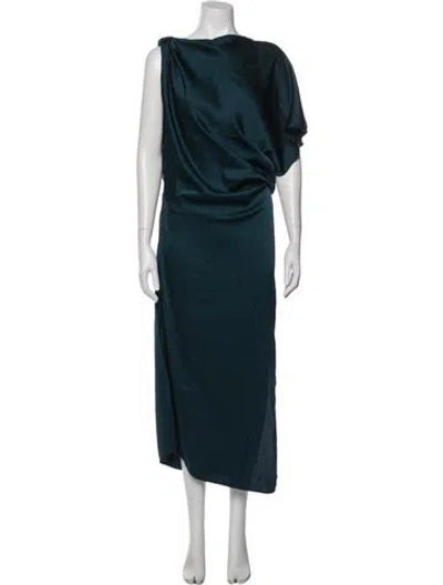 Pre-owned Reiss Asymmetrical Midi Length Dress In Blue