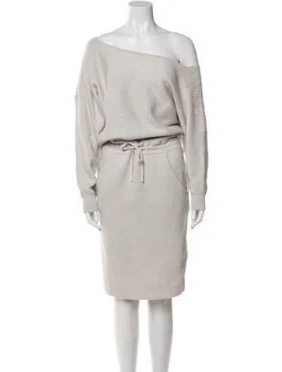 Pre-owned Reiss Asymmetrical Midi Length Dress In Gray
