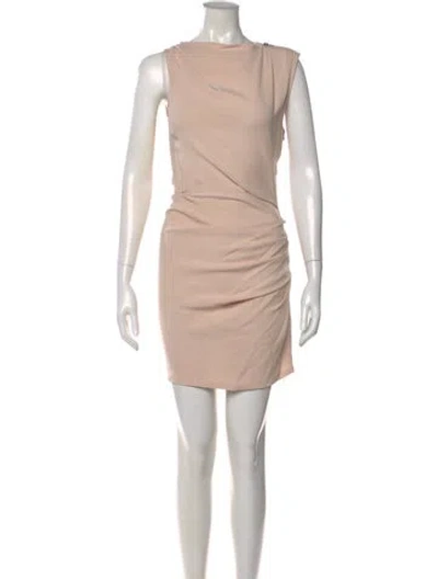 Pre-owned Reiss Asymmetrical Mini Dress In Neutral