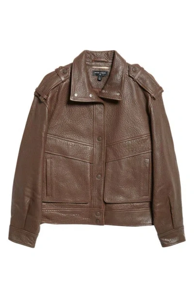 Reiss Atelier Cleo Sheep Leather Jacket In Chocolate