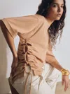 Reiss Atelier Cotton Cut-out Rope-cord Top In Brown