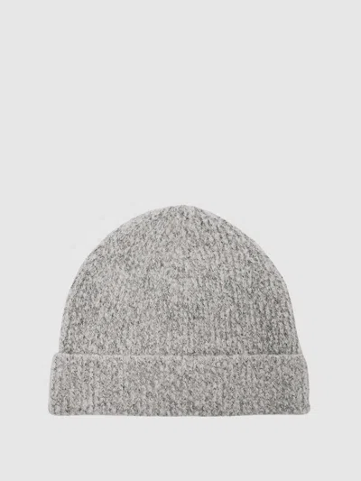 Reiss Atelier Soft Grey Melange Atelier Cashmere-blend Flecked Beanie In Gray
