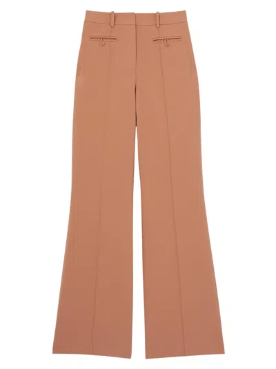 Reiss Atelier Women's Abbey Pintuck Flare-leg Trousers In Brown