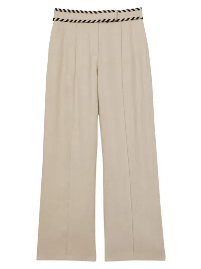 Reiss Atelier Women's Fawn High-rise Whipstitch Linen Trousers In Neutral