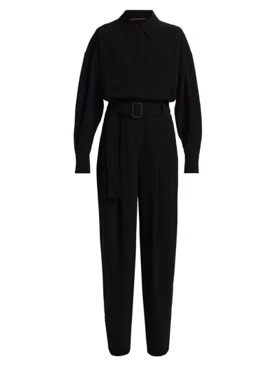 Reiss Atelier Women's Rochelle Leather Patch Jumpsuit In Black