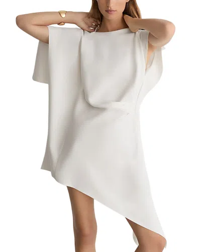 Reiss Athena Asymmetric Draped Mini Dress In White