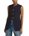 Reiss Athena High Neck Long Line Waistcoat In Navy