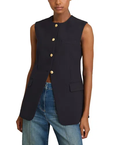 Reiss Athena High Neck Long Line Waistcoat In Navy