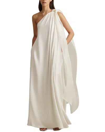 Reiss Athena Linen-blend Bow One Shoulder Maxi Dress In White