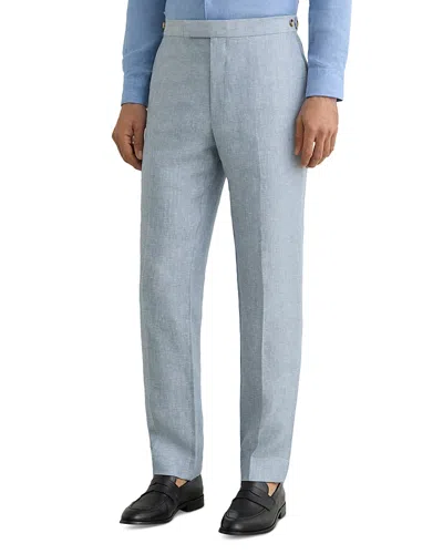 Reiss Atlantic Tailored Fit Linen Twill Suit Trousers In Blue