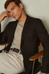 Reiss Chocolate Brown Single-breasted Wool Blend Blazer Slim Fit In Chocolate Brown