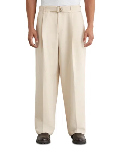 Reiss Atwell Relaxed Fit Wide Leg Pleated Trousers In Neutral