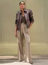 Reiss Aubergine Oversized Leather Jacket In Brown