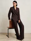 Reiss Aubergine Petite Wool-blend Wide-leg Suit Trousers In Purple
