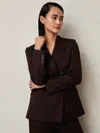 Reiss Aubergine Wool-blend Double-breasted Suit Blazer In Brown