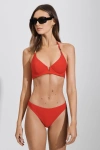 Reiss Red Fixed Side Bikini Bottoms In Red