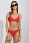 REISS AUBREY - RED UNDERWIRED TIE BACK BIKINI TOP, US 4