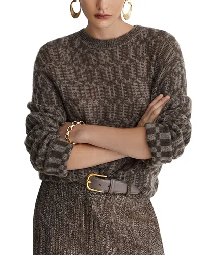 Reiss Aubrey Cashmere Blend Crewneck Sweater In Brown