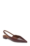 Reiss Aubrey Croc Embossed Slingback Flat In Oxblood