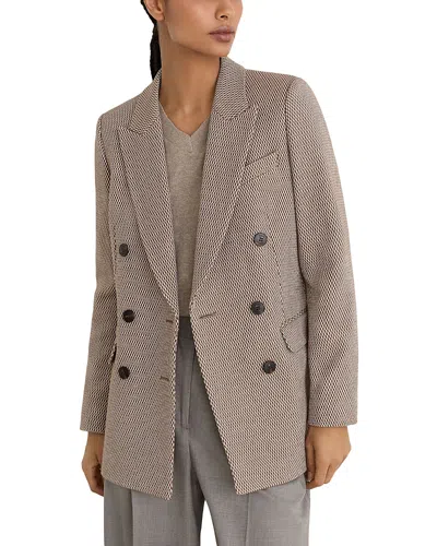 Reiss Aubrey Double Breasted Textured Blazer In Taupe Neutral