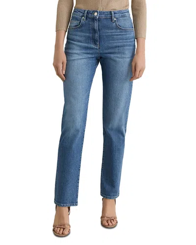 Reiss Aubrey High Rise Slim Straight Jeans In Mid Blue In Multi