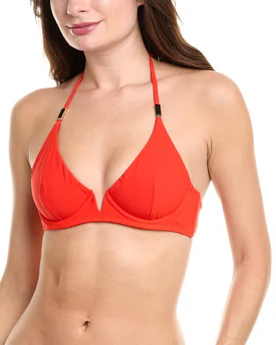 Reiss Aubrey Underwire Halter Bikini Top In Red