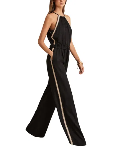 Reiss Auden Craft Detail Halter Jumpsuit In Black