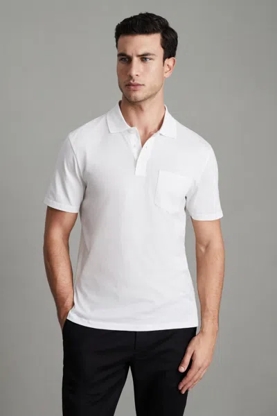 Reiss Austin - White Mercerised Cotton Polo Shirt, Xxl