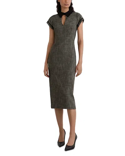 Reiss Ava Fitted Cap Sleeve Midi Dress In Grey