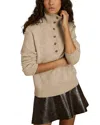 Reiss Ava Wool Blend Open Neck Button Knit Sweater In Neutral