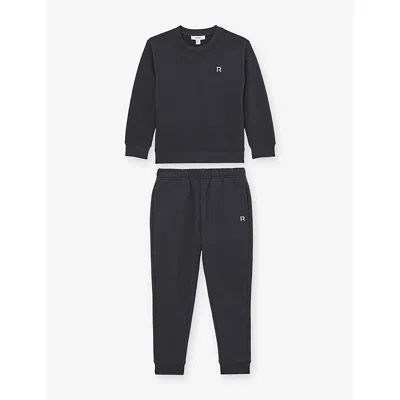 Reiss Kids' Avery Cotton-blend Sweatshirt And Jogging Bottoms Set 3 In Blue