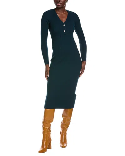 Reiss Avery Knit Button Detail Dress In Blue