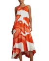 Reiss Avia Large Scale Printed Midi Dress In Orange