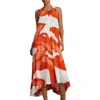 Reiss Avia Large Scale Printed Midi Dress In Orange/white