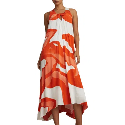 Reiss Aviva Midi Sundress In Orange/white