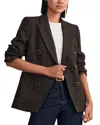 Reiss Womens Brown Check Ayla Checked Double-breasted Wool-blend Blazer In Brown