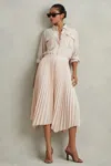Reiss Blush Pleated Asymmetric Midi Skirt In Blush