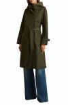 Reiss Azura Hooded Double Breasted Trench Coat In Green