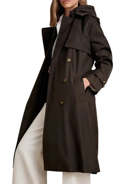 Reiss Womens Chocolate Brown Azura Double-breasted Woven Trench Coat