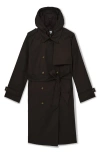 Reiss Womens Chocolate Brown Azura Double-breasted Woven Trench Coat In Gold