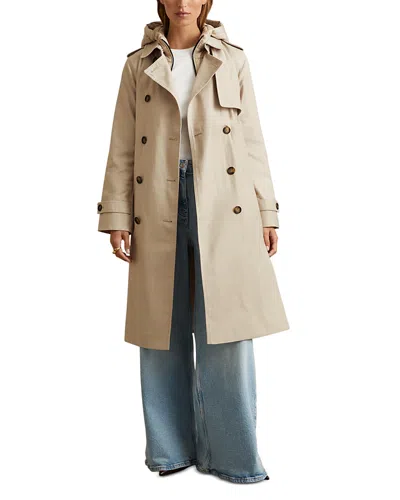 REISS AZURA HOODED TRENCH COAT