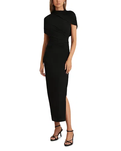 Reiss Azure Ruched Midi Dress In Black