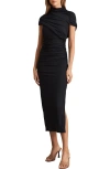 Reiss Azure Ruched Mock Neck Maxi Dress In Black