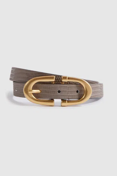 Reiss Bailey - Taupe Horseshoe Buckle Leather Belt, M